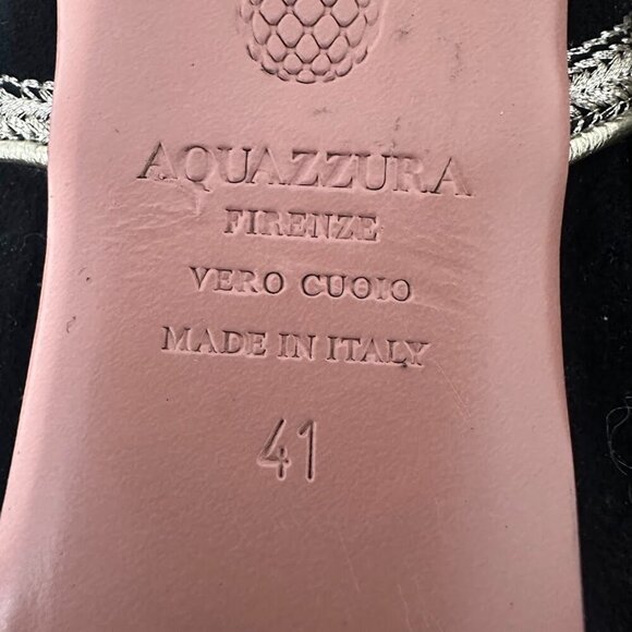 Aquazzura Bliss Black Suede Gold Embroidered Stars Ankle Wrap Ballet Flats 11 - Picture 10 of 13